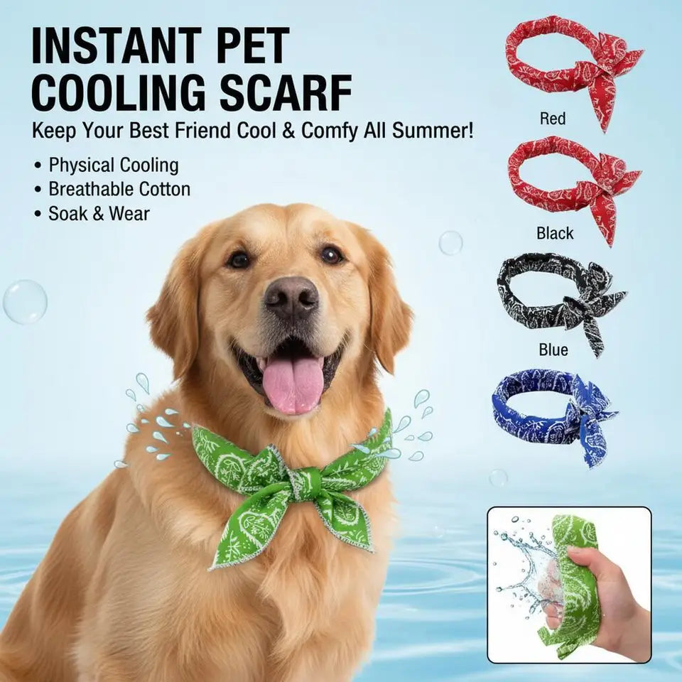 Pet Cooling Ice Scarf Cool Ice Towel Heatstroke Dogs Cats Ice Collar Adjustable Cat Collar Bib prevent heat stroke Dog Supplies