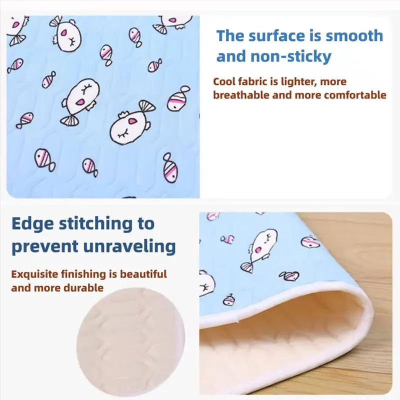 Pet Summer Cooling Ice Silk Latex Pad Dog Cat Sleeping Pad Nest Cool Feeling Dog Bedding Supplies Anti Slip Point Rubber Bottom