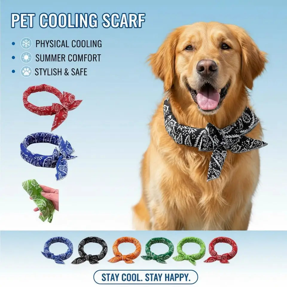 Pet Cooling Ice Scarf Cool Ice Towel Heatstroke Dogs Cats Ice Collar Adjustable Cat Collar Bib prevent heat stroke Dog Supplies
